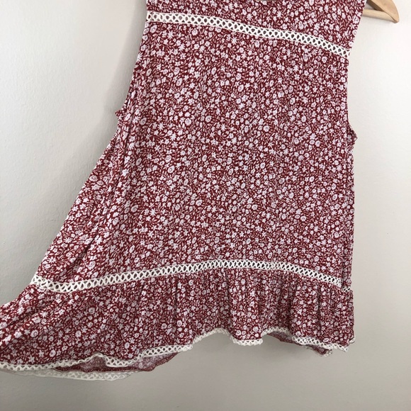 Anthropologie Maeve red floral split back sleeveless top size medium - Picture 6 of 12